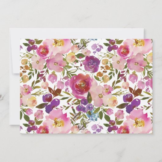 Rustieke Paarse Roze Bloemen BABY Douche Uitnodigi Kaart (Achterkant)