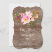 Rustieke Paarse Roze Bloemen Baby shower Invitatio Kaart (Voorkant)