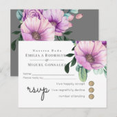 Rustieke Paarse RSVP Nuestra Boda Spaans Bruiloft Uitnodiging Briefkaart (Voorkant / Achterkant)