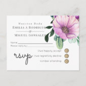 Rustieke Paarse RSVP Nuestra Boda Spaans Bruiloft Uitnodiging Briefkaart (Voorkant)