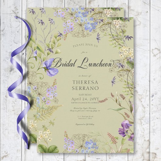 Rustieke Paarse Sage Wildflower Sage Bridal Lunche Kaart
