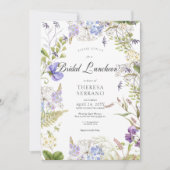 Rustieke Paarse Sage Wildflower White Bridal Lunch Kaart (Voorkant)