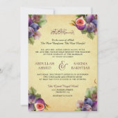  rustieke Paarse vijgen QR Code Moslim bruiloft Kaart (Voorkant)