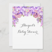 Rustieke Paarse Waterverf Bloemen Baby shower Kaart (Voorkant)