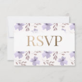 Rustieke Paarse Waterverf Bloemen Huwelijk RSVP (Achterkant)