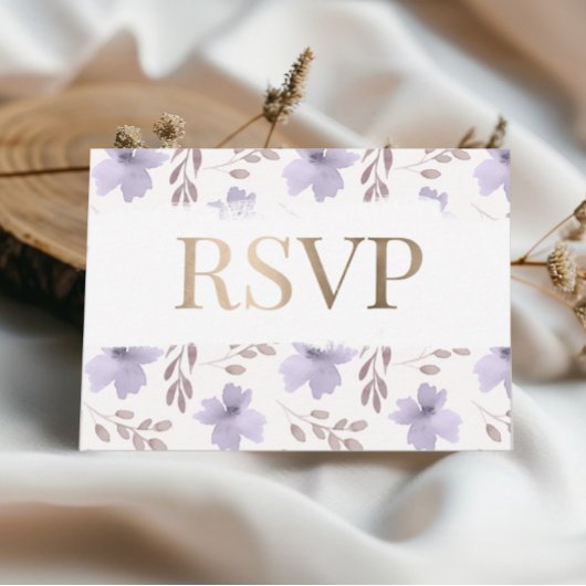 Rustieke Paarse Waterverf Bloemen Huwelijk RSVP