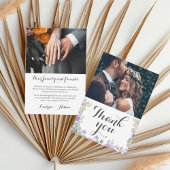 Rustieke Paarse Waterverf Bloemenbruiloft Dank u Bedankkaart