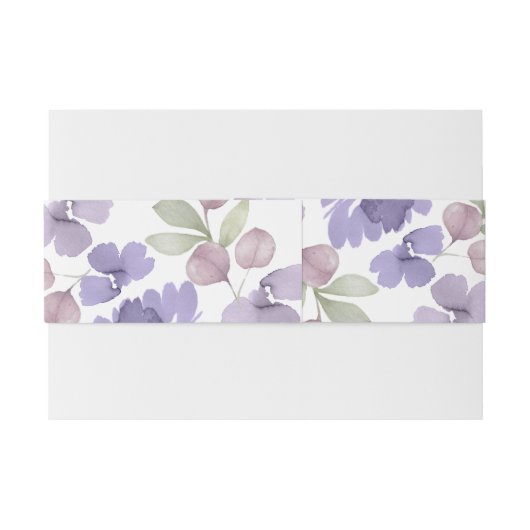 Rustieke Paarse Waterverf bloemenbruiloft Uitnodigingen Wikkel (Achterkant Voorbeeld)