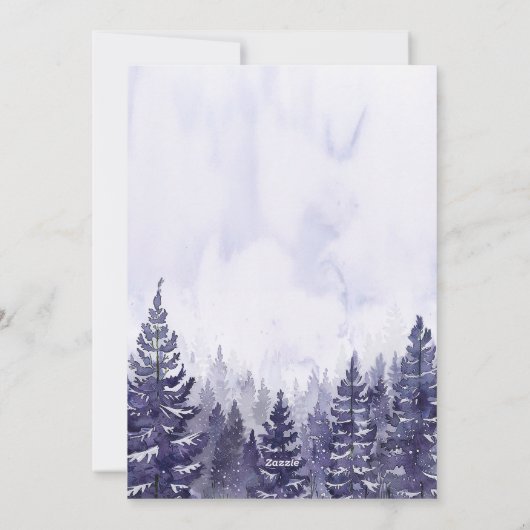 Rustieke Paarse Waterverf dennenbos Kerstmis Feestdagenkaart (Achterkant)