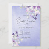 Rustieke Paarse Waterverf Floral Bridal Luncheon Kaart (Voorkant)