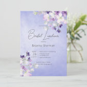 Rustieke Paarse Waterverf Floral Bridal Luncheon Kaart (Staand voorkant)