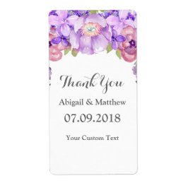 Rustieke Paarse Waterverf Floral Wedding Labels