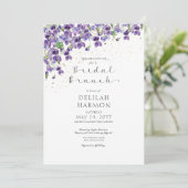 Rustieke Paarse Waterverf Violets Bridal Brunch Kaart (Staand voorkant)