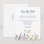 Rustieke Paarse Wildflower bruiloft Save The Date Briefkaart (Voorkant / Achterkant)