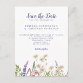 Rustieke Paarse Wildflower bruiloft Save The Date Briefkaart (Voorkant)