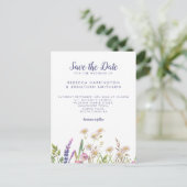 Rustieke Paarse Wildflower bruiloft Save The Date Briefkaart (Staand voorkant)