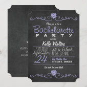 Rustieke Paarse, witte schoolbord vrijgezellenfees Kaart (Voorkant / Achterkant)