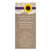 Rustieke Paarse Zonnebloem Trouwprogramma Reclamekaart (Voorkant)