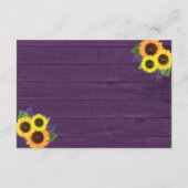 Rustieke Paarse Zonnebloemen Huwelijk Gezondheid e Informatiekaartje (Achterkant)