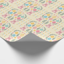 Rustieke Paashaas & Laurel Krans Inpakpapier