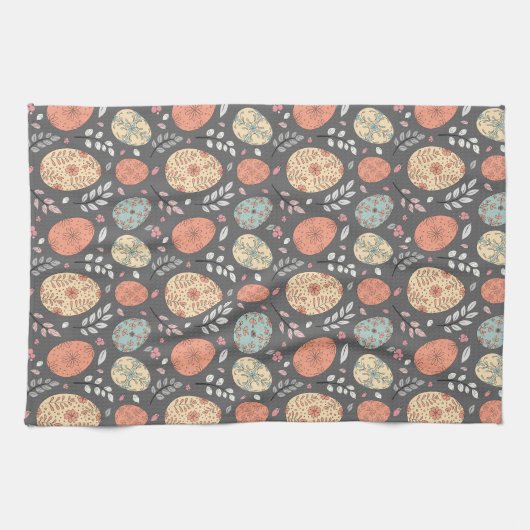 Rustieke Paaskeuken Handdoek – Donker Pastel Ei (Horizontaal)