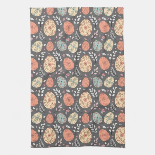 Rustieke Paaskeuken Handdoek – Donker Pastel Ei (Verticaal)