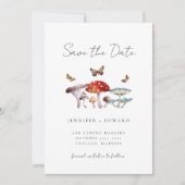 Rustieke paddenstoel mot bruiloft de datum opslaan save the date (Voorkant)