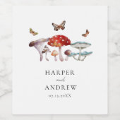 Rustieke paddenstoel mot bruiloft wijn etiket (Enkel label)