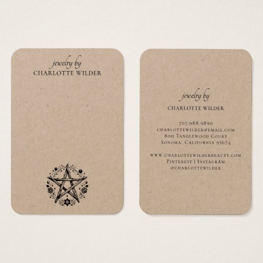 Rustieke Pagan Wiccan Pentacle Sieraden Oorbel Kra Visitekaartje (Voorkant /achterkant)
