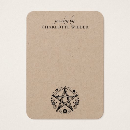 Rustieke Pagan Wiccan Pentacle Sieraden Oorbel Kra Visitekaartje (Voorkant)