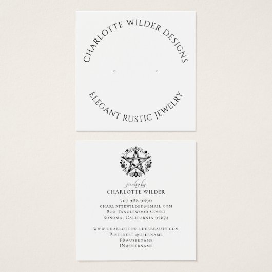 Rustieke Pagan Wiccan Pentacle Sieraden Oorbel Vierkante Visitekaartjes (Voorkant /achterkant)