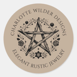 Rustieke Pagan Wiccan Rustic Kraft Sieraden Design Ronde Sticker