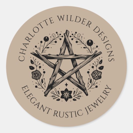 Rustieke Pagan Wiccan Rustic Kraft Sieraden Design Ronde Sticker (Voorkant)