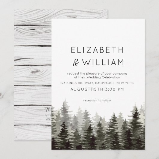 Rustieke Paine Bomen Bruiloft Kaart (Voorkant / Achterkant)
