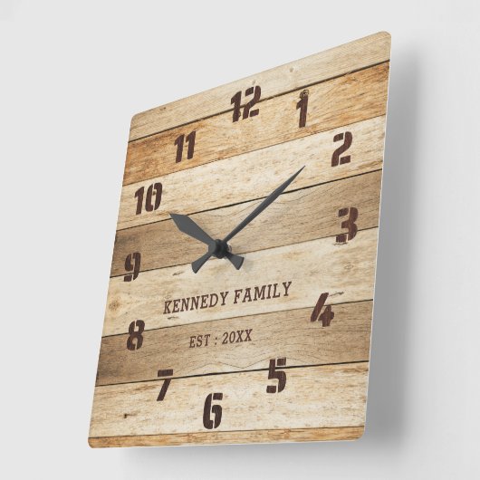 Rustieke Pallet Hout Familienaam Boerderij Vierkante Klok (Hoek)