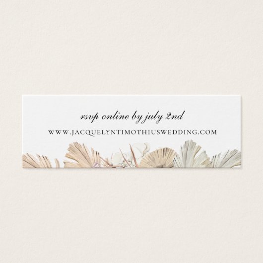 Rustieke Palm Frond Bruiloft Website RSVP Mini Visitekaartjes (Voorkant)