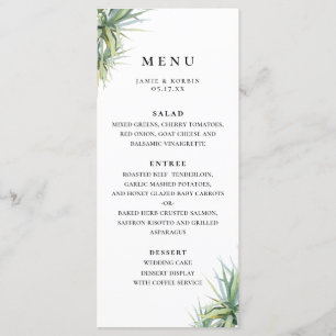 Rustieke Palm Leaf Beach Bruiloft Menu