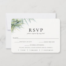 Rustieke Palm Leaf Bruiloft RSVP Maaltijd Keuze Ka