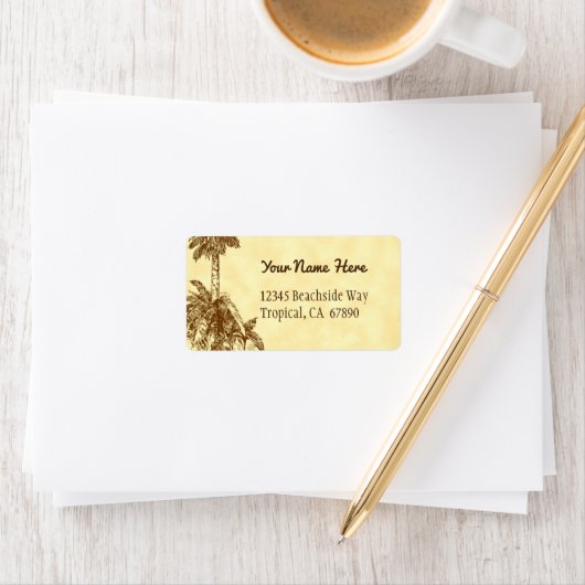 Rustieke  Palm Tree bewerkbaar adreslabel Etiket (Insitu)