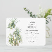 Rustieke Palm tropische strand bruiloft Kaart (Staand voorkant)