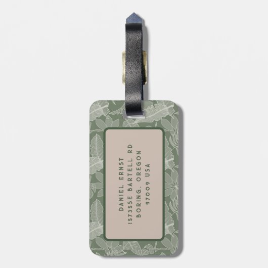 rustieke palmboom bagagelabel (Achterkant verticaal)