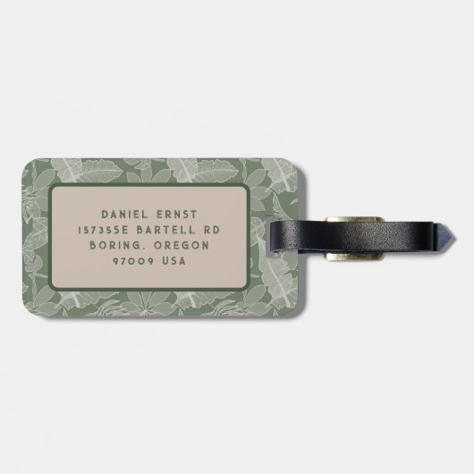 rustieke palmboom bagagelabel (Achterkant horizontaal)