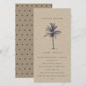 Rustieke Palmboom Navy Kraft Koppel Bruiloft Uitno Bedankkaart (Voorkant / Achterkant)