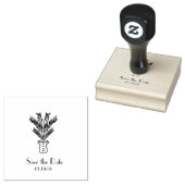 Rustieke palmboom pot huwelijksinitiaal rubberstempel (Gestempeld)