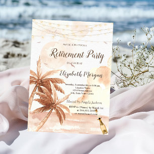 Rustieke palmen, ballonnen, wijn Pensioenfeest Kaart