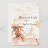 Rustieke palmen, ballonnen, wijn Pensioenfeest Kaart (Voorkant)