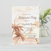 Rustieke palmen, ballonnen, wijn Pensioenfeest Kaart (Staand voorkant)