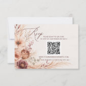 Rustieke pampas bloem herfst bruiloft QR CODE RSVP Kaartje (Voorkant)