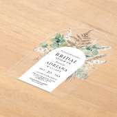 Rustieke Pampas Eucalyptus Boog Bruidsdouche Acryl Uitnodigingen (Laagn)