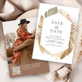 Rustieke Pampas Gedroogde Palm Bladeren Trouwfoto Save The Date